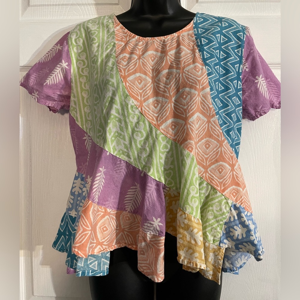 Sacred Threads Patchwork Blouse Size Small - image 1